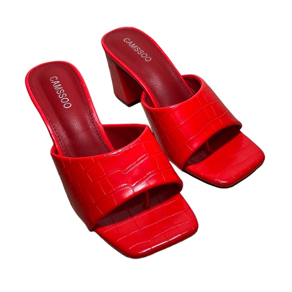 Camssoo heeled mules red size 9